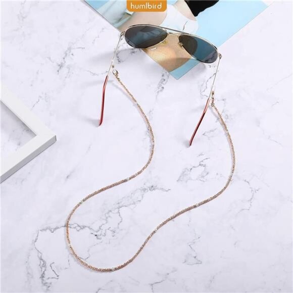 Mask Lanyard Eyeglasses Chain Healing Crystal Beaded Sunglasses Chain with Pearl - Picture 5 of 7